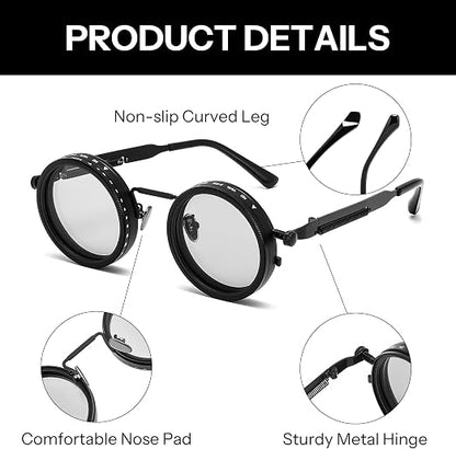 FEISEDY Polarized Round Metal Sunglasses B1400